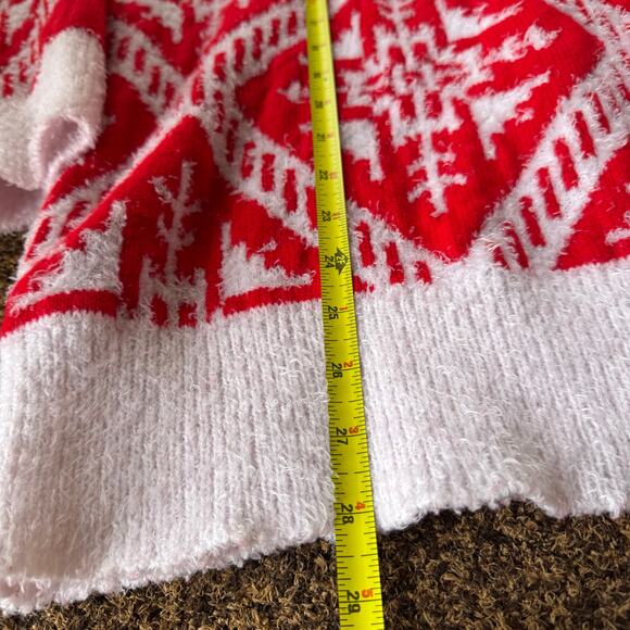 Merry Christmas Fairisle Ugly Holiday Sweater Sequins Warm Red Womens 2X 20-22 - Picture 6 of 7